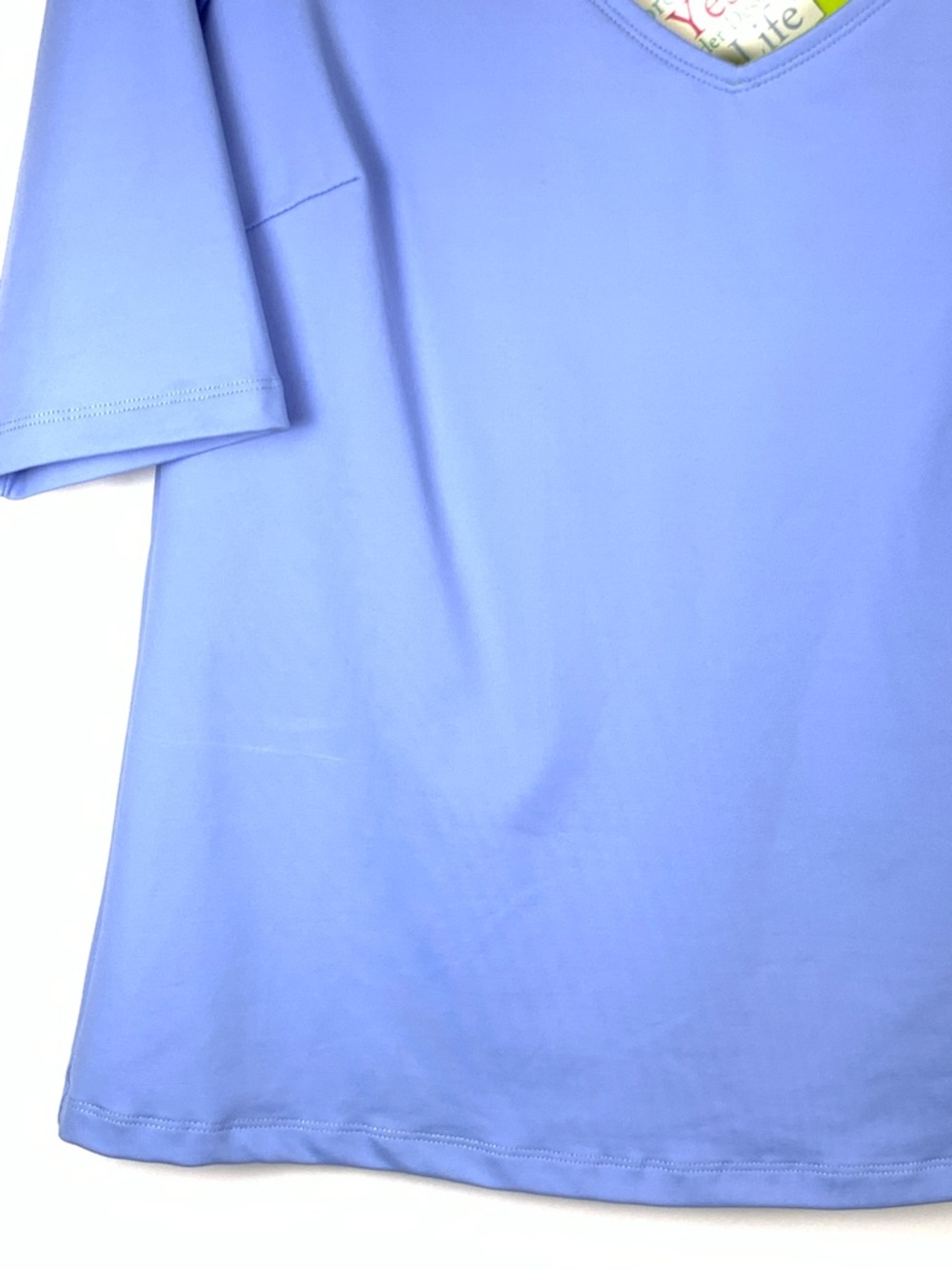 Gretchen Scott NWT Womens Medium Blue V Neck Stretch Top 3/4 Sleeve Golf - Picture 8 of 15